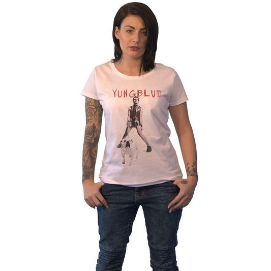 White - Front - Yungblud Womens-Ladies Strawberry Lipstick T-Shirt