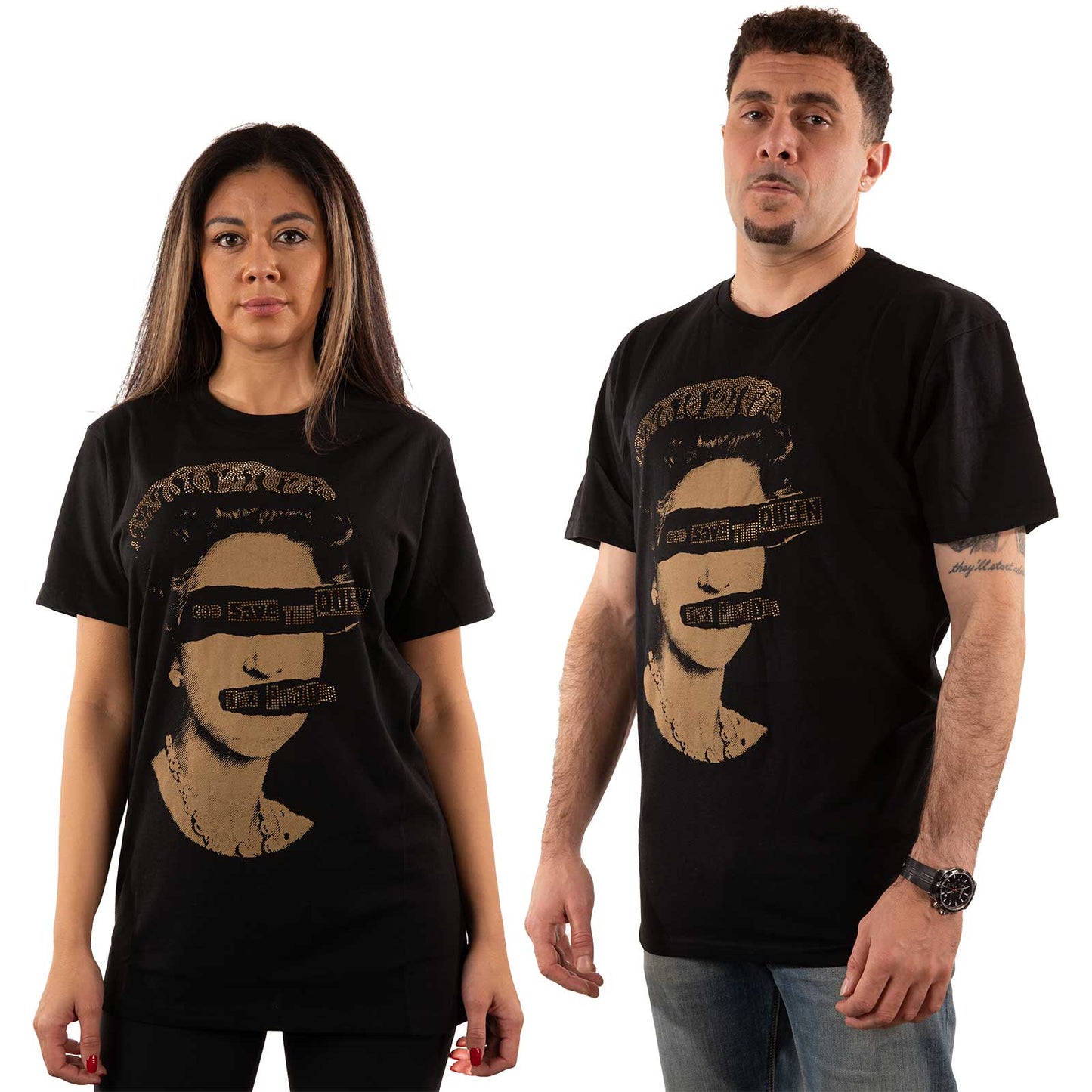 Black - Pack Shot - Sex Pistols Unisex Adult God Save The Queen Embellished T-Shirt