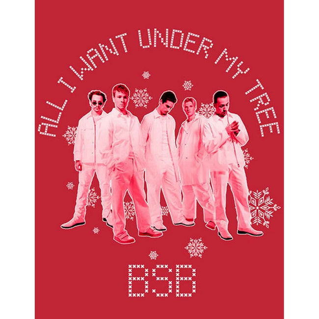 Red - Side - Backstreet Boys Unisex Adult All I Want Xmas Cotton T-Shirt