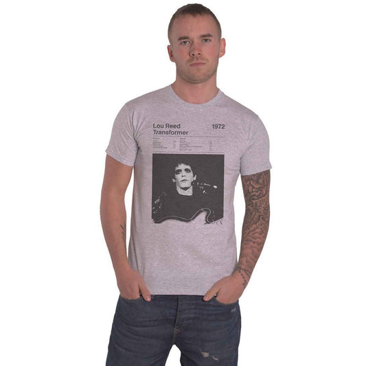 Grey Marl - Front - Lou Reed Unisex Adult Transformer Track List Cotton T-Shirt