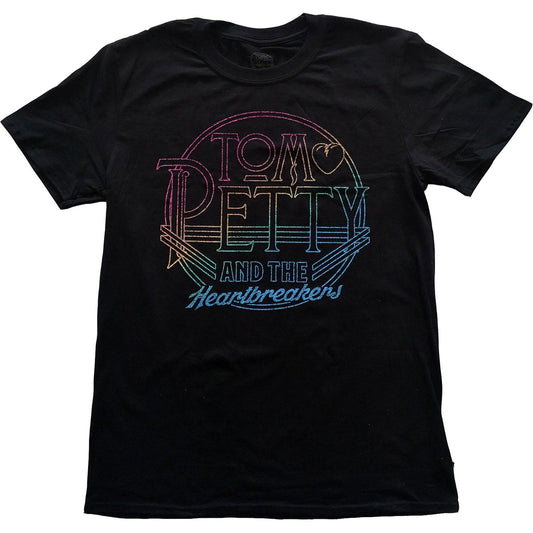 Black - Front - Tom Petty & The Heartbreakers Unisex Adult Circle Cotton Logo T-Shirt