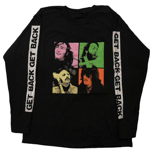 Black - Front - The Beatles Unisex Adult Get Back Studio Shots Long-Sleeved T-Shirt