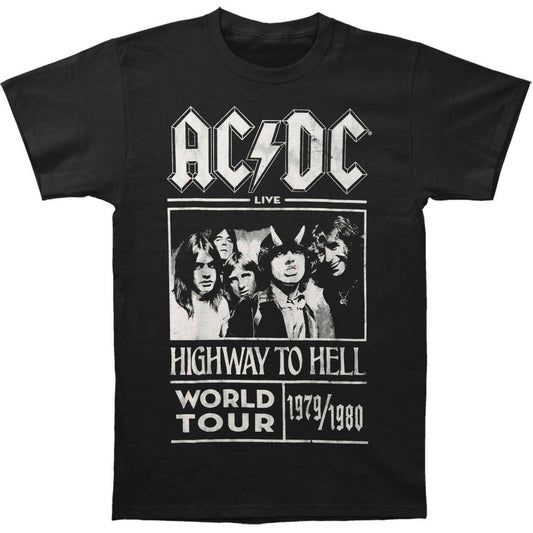 Black - Front - AC-DC Unisex Adult Highway To Hell World Tour 1979-1980 T-Shirt