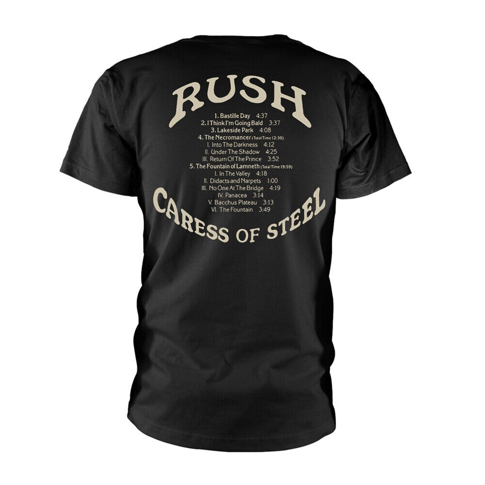 Black - Back - Rush Unisex Adult Caress Of Steel Cotton T-Shirt