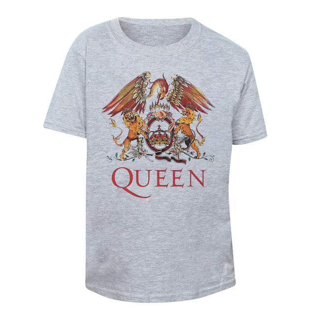 Heather Grey - Front - Queen Childrens-Kids Classic Crest T-Shirt