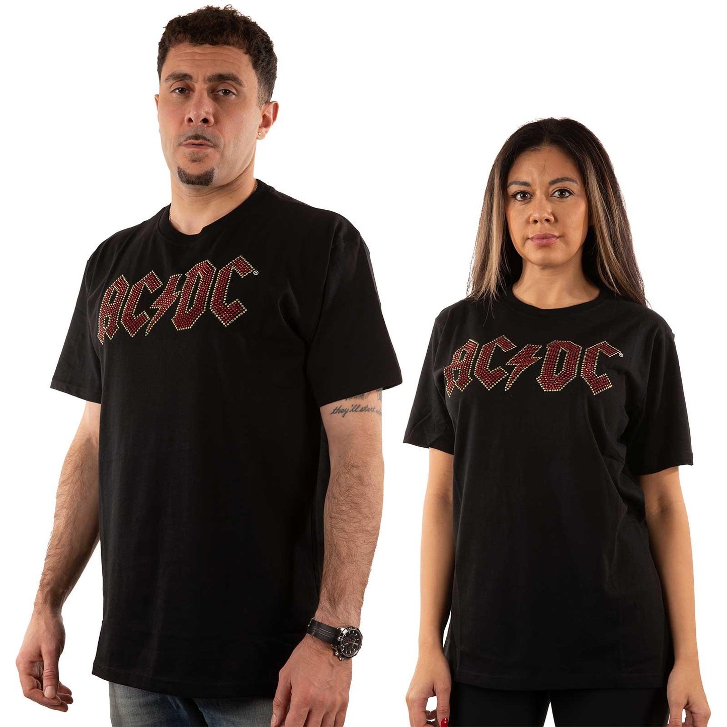Black - Lifestyle - AC-DC Unisex Adult Embellished Logo T-Shirt
