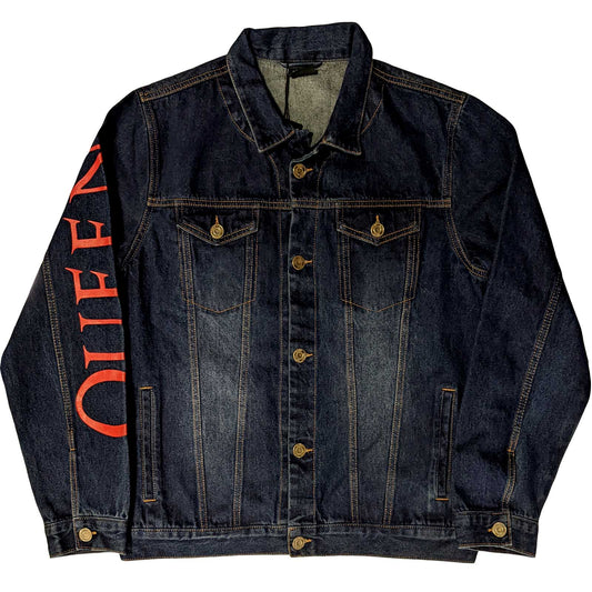 Denim Blue - Front - Queen Unisex Adult Crest Cotton Denim Jacket
