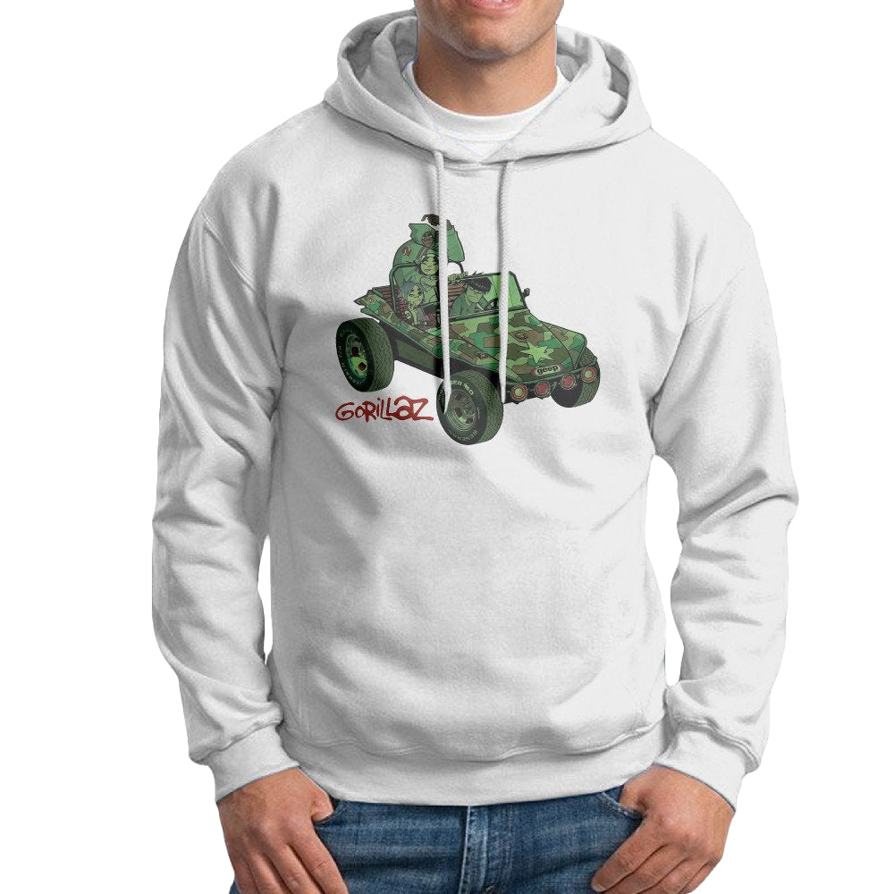 White - Side - Gorillaz Unisex Adult Jeep Hoodie