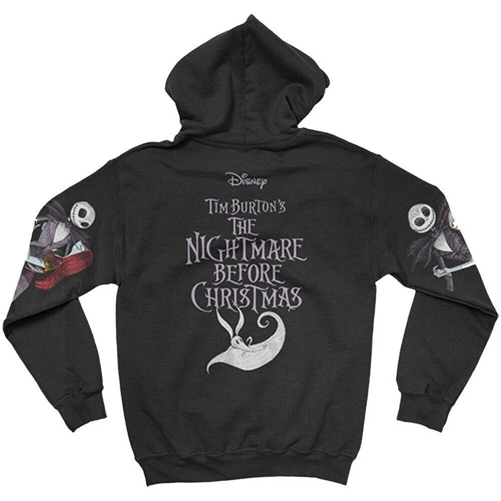 Black - Back - Nightmare Before Christmas Unisex Adult Jack and Sally Hoodie