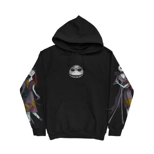 Black - Front - Nightmare Before Christmas Unisex Adult Jack and Sally Hoodie