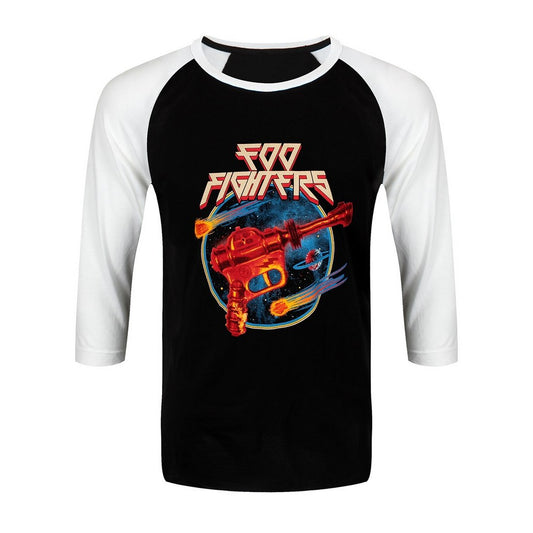 Black-White - Front - Foo Fighters Unisex Adult Ray Gun Cotton Raglan T-Shirt