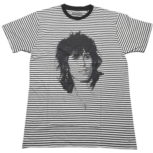 Black-White - Front - The Rolling Stones Unisex Adult Keith Striped T-Shirt