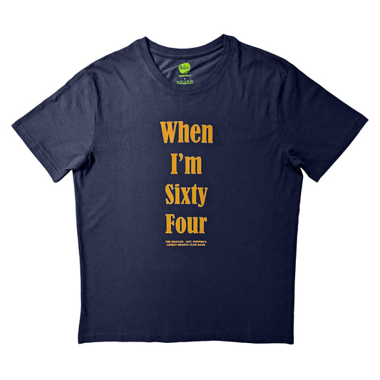Blue - Front - The Beatles Unisex Adult When I´m Sixty Four Back Print Cotton T-Shirt