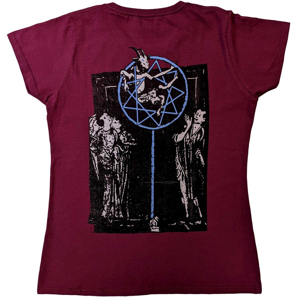 Maroon - Back - Slipknot Womens-Ladies Goat Cotton T-Shirt