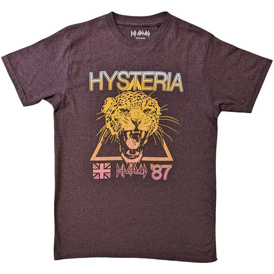 Brown - Front - Def Leppard Unisex Adult Hysteria World Tour Back Print T-Shirt