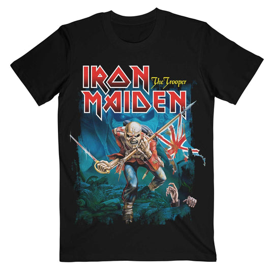 Black - Front - Iron Maiden Unisex Adult The Trooper Eddie Eyes Cotton T-Shirt