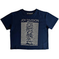 Denim Blue - Front - Joy Division Womens-Ladies Unknown Pleasures Crop Top