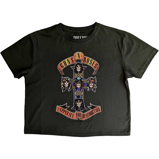 Green - Front - Guns N Roses Womens-Ladies Appetite For Destruction Crop Top