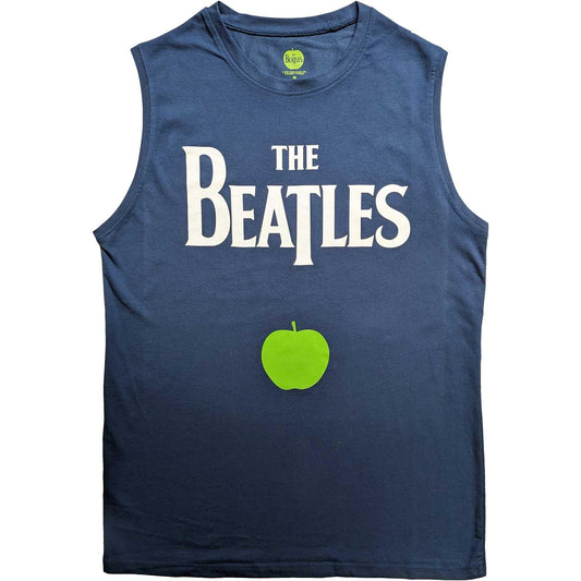 Denim Blue - Front - The Beatles Unisex Adult Apple Cotton Logo Tank Top