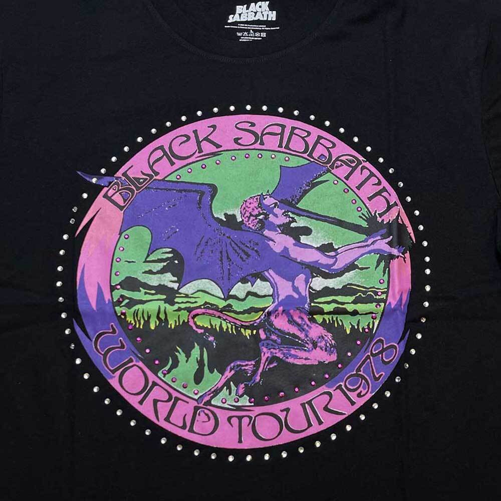 Black - Back - Black Sabbath Childrens-Kids Tour´78 Embellished T-Shirt