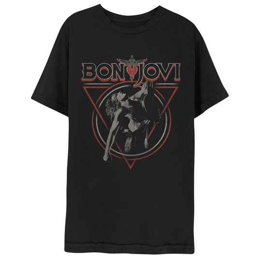 Black - Front - Bon Jovi Unisex Adult Triangle Overlap T-Shirt