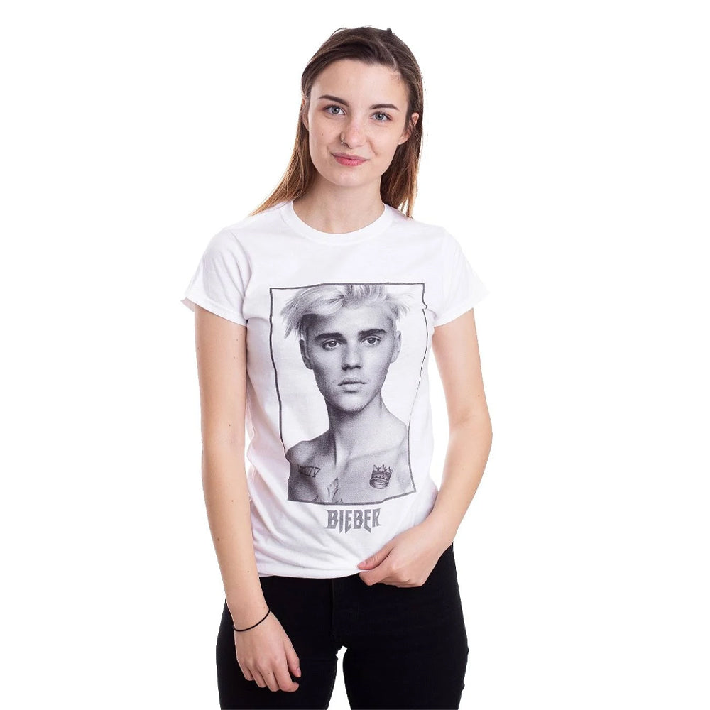 White - Back - Justin Bieber Womens-Ladies Sorry Cotton T-Shirt