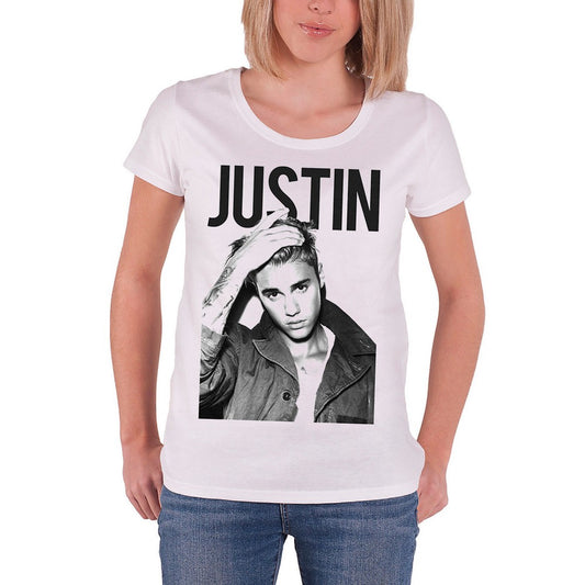 White - Front - Justin Bieber Womens-Ladies Bold T-Shirt