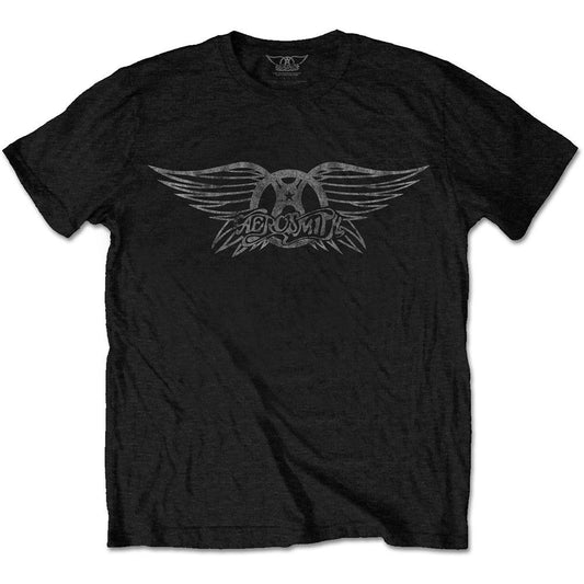 Black - Front - Aerosmith Unisex Adult Vintage Logo T-Shirt