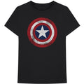 Black - Front - Captain America Unisex Adult Distressed Shield Cotton T-Shirt