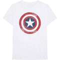White - Front - Captain America Unisex Adult Distressed Shield Cotton T-Shirt
