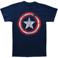 Navy Blue - Front - Captain America Unisex Adult Distressed Shield Cotton T-Shirt