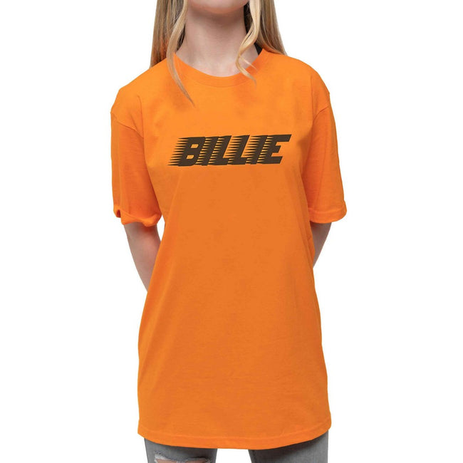 Orange - Front - Billie Eilish Childrens-Kids Blohsh Racer Logo T-Shirt