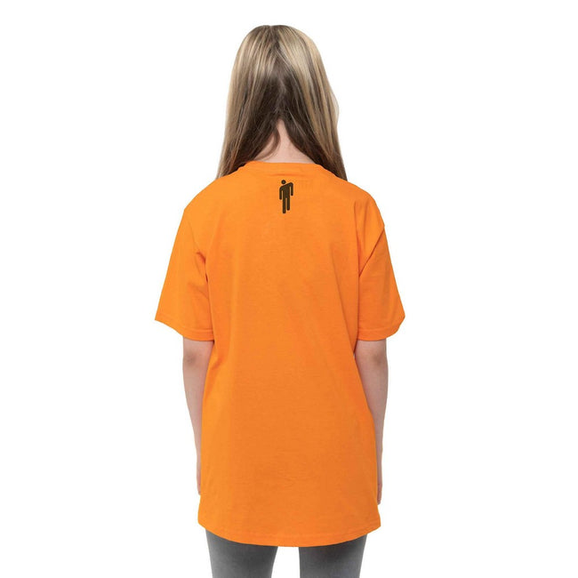 Orange - Back - Billie Eilish Childrens-Kids Blohsh Racer Logo T-Shirt