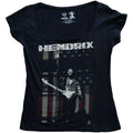 Black - Front - Jimi Hendrix Womens-Ladies Peace Flag Cotton T-Shirt