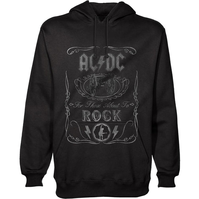 Black - Front - AC-DC Unisex Adult Cannon Swig Hoodie