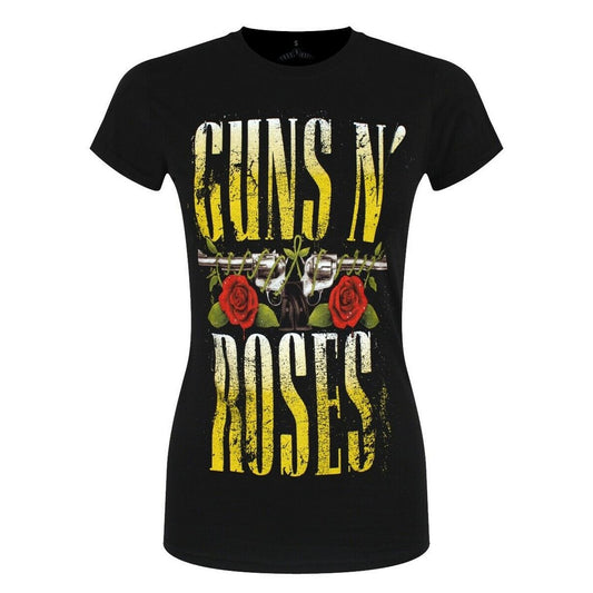 Black - Front - Guns N Roses Womens-Ladies Big Guns T-Shirt
