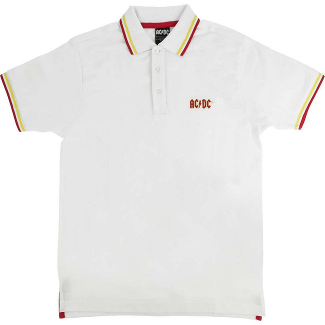White - Front - AC-DC Unisex Adult Classic Logo Polo Shirt