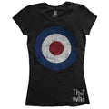 Black - Front - The Who Womens-Ladies Target Distressed Cotton T-Shirt