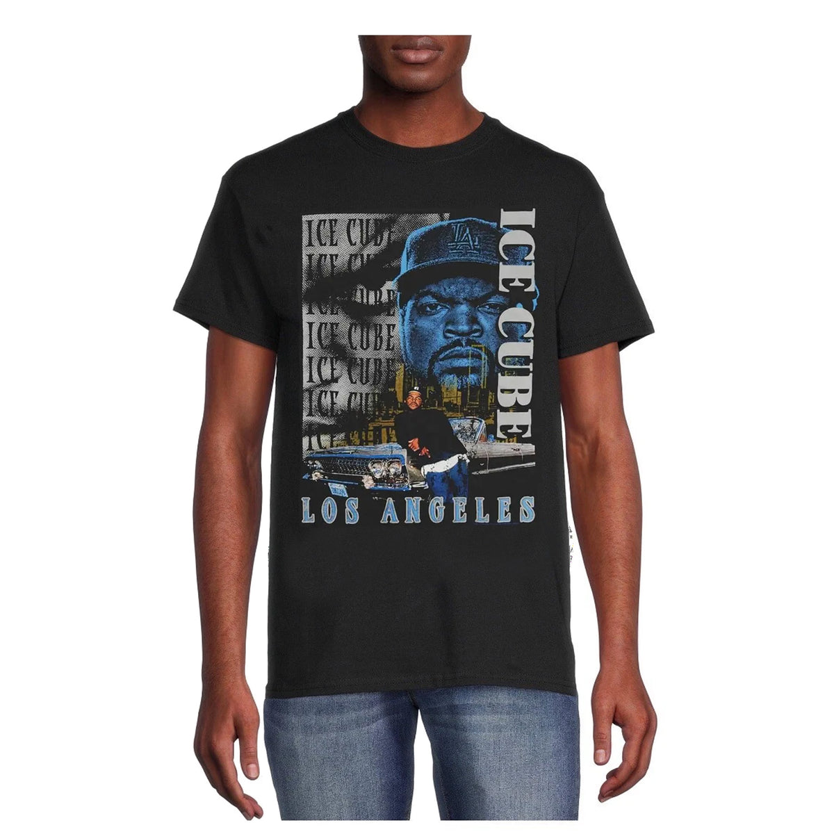 Black - Side - Ice Cube Unisex Adult Los Angeles Cotton T-Shirt