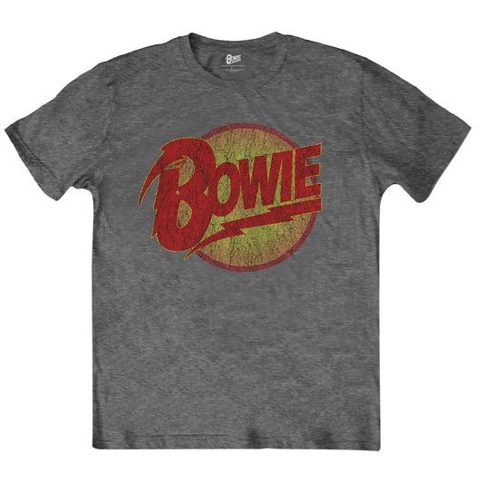 Charcoal Grey - Front - David Bowie Childrens-Kids Diamond Dogs Logo T-Shirt