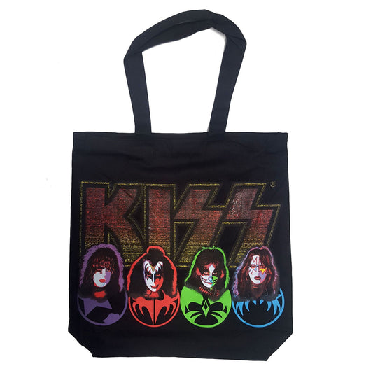Black - Front - Kiss Faces Cotton Logo Tote Bag