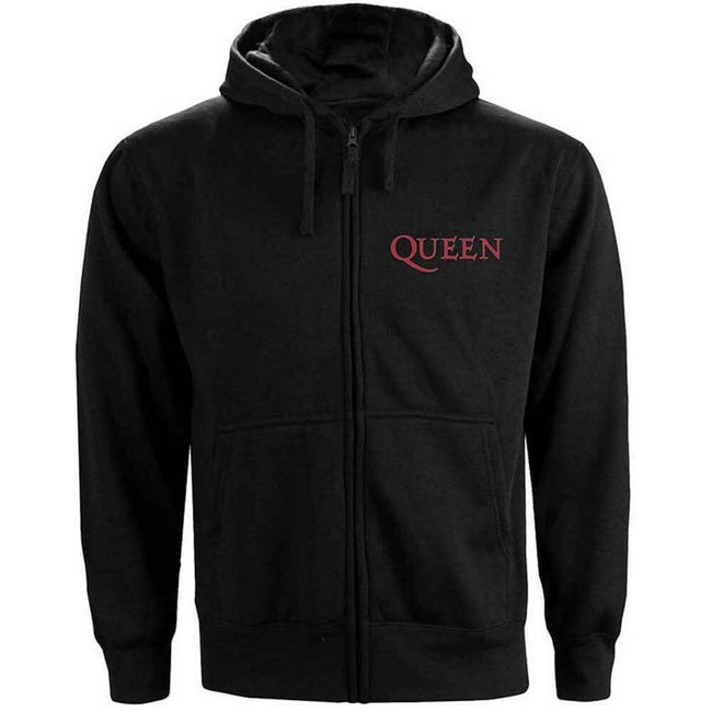 Black - Front - Queen Unisex Adult Classic Crest Full Zip Hoodie