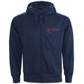 Navy Blue - Front - Queen Unisex Adult Classic Crest Full Zip Hoodie