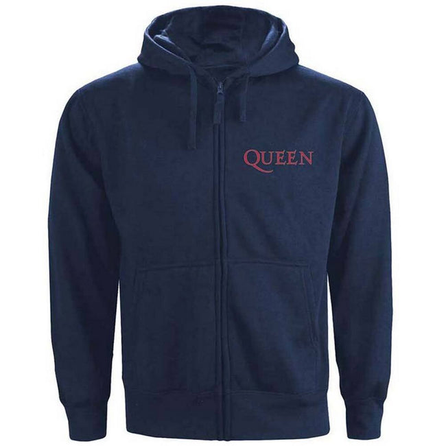 Navy Blue - Front - Queen Unisex Adult Classic Crest Full Zip Hoodie