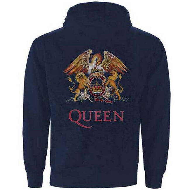 Navy Blue - Back - Queen Unisex Adult Classic Crest Full Zip Hoodie