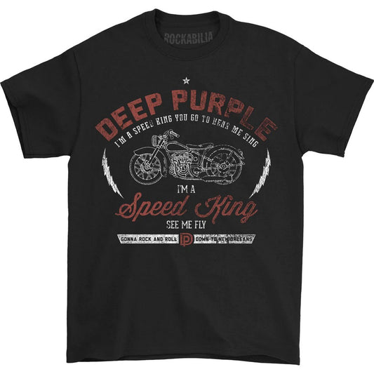 Black - Front - Deep Purple Unisex Adult Speed King Cotton T-Shirt