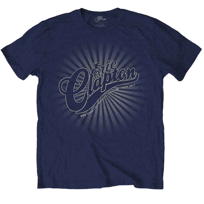 Navy Blue - Front - Eric Clapton Unisex Adult Logo Rays Cotton T-Shirt