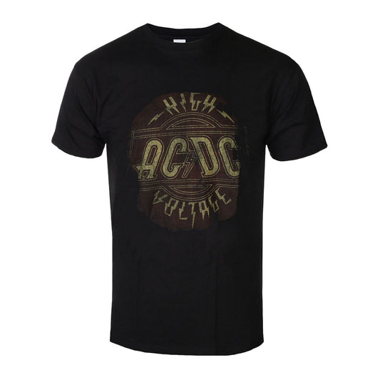 Black - Front - AC-DC Unisex Adult High Voltage Vintage T-Shirt