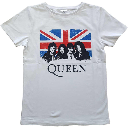 White - Front - Queen Childrens-Kids Union Jack T-Shirt
