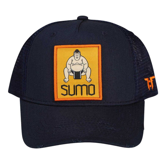 Navy Blue-Orange - Front - Tokyo Time Childrens-Kids Sumo Mesh Back Baseball Cap